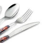 Posate in Acciaio e Plastica Decoro Colorato con Tigre 24 Pz - Alessandra Viadurini