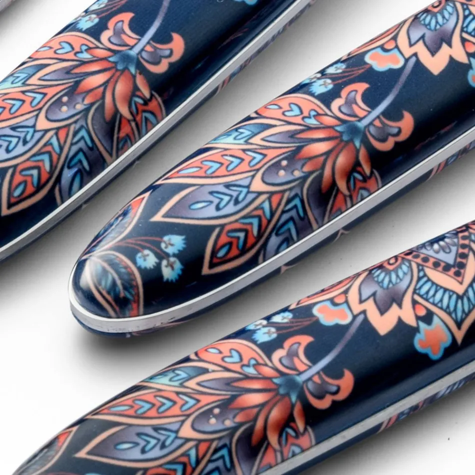 Posate in Acciaio e Plastica Decoro Colorato con Tigre 24 Pz - Alessandra Viadurini