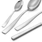 Posate in Acciaio Inox Lucido con Decoro Geometrico a Laser 24 Pz - Rupeo Viadurini