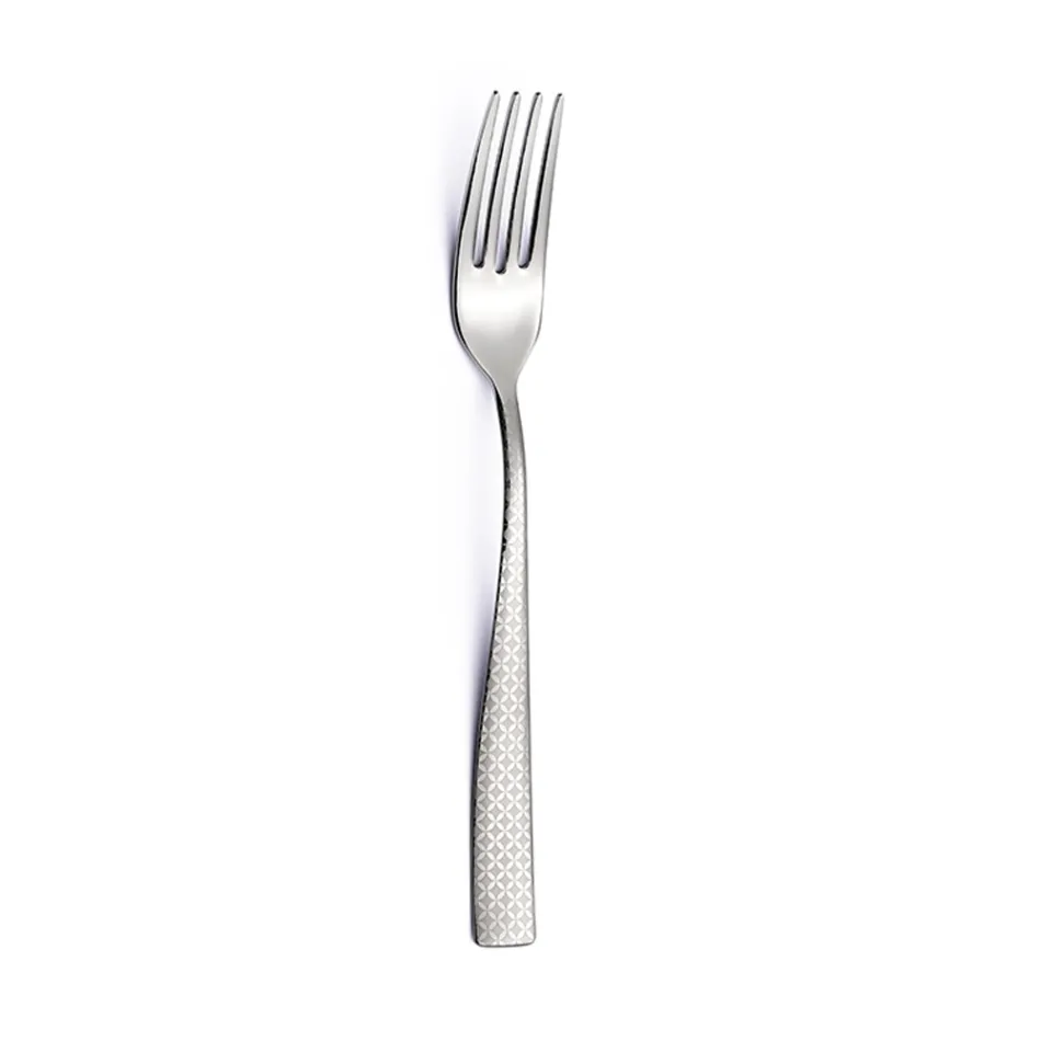 Posate in Acciaio Inox Lucido con Decoro Geometrico a Laser 24 Pz - Rupeo Viadurini