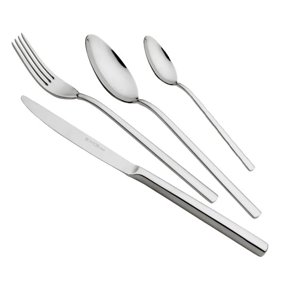 Posate in Acciaio Inox Lucido Manico Vuoto Design Moderno 24 Pz - Codetta Viadurini