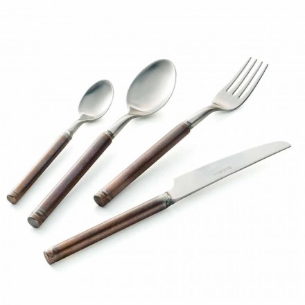 Posate in Acciaio Satinato 24 Pezzi Design Artigianale Italiano - Damerino Viadurini