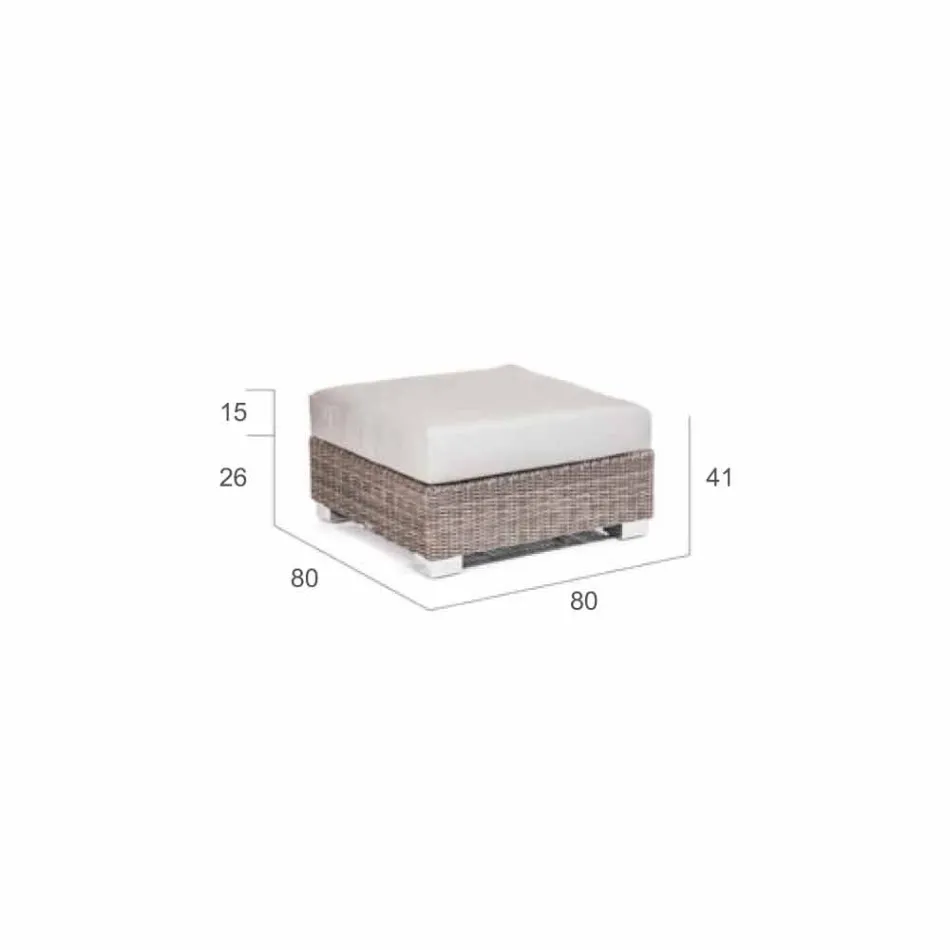 Pouf da esterno moderno in polietilene grigio-taupe Jaco, fatto a mano Viadurini