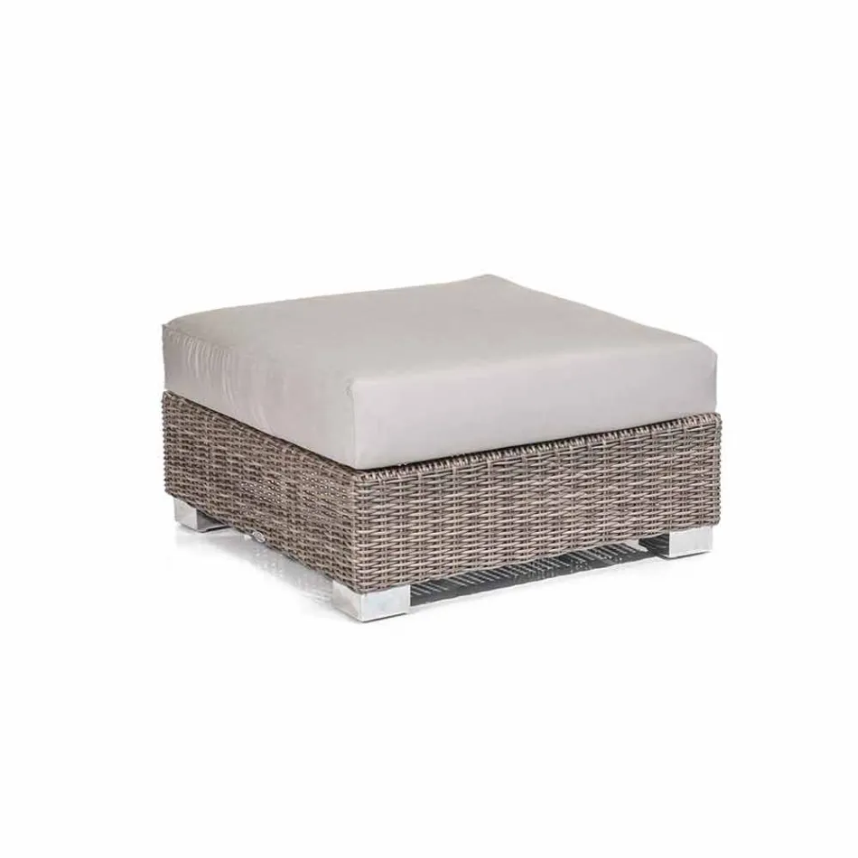 Pouf da esterno moderno in polietilene grigio-taupe Jaco, fatto a mano Viadurini