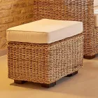 Pouf da Giardino in Abaca Naturale con Cuscino – Raziel Viadurini