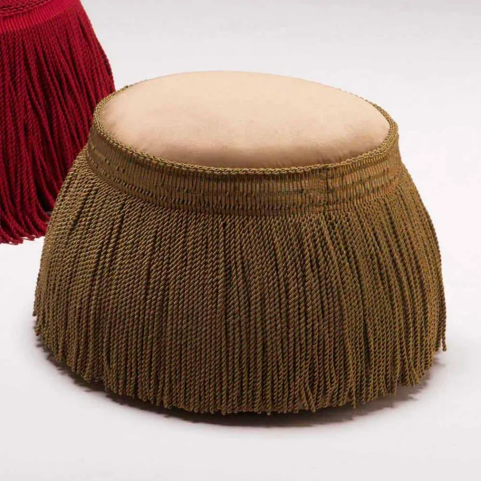 Pouf imbottito da salotto design classico di lusso diametro 60cm,Simon Viadurini