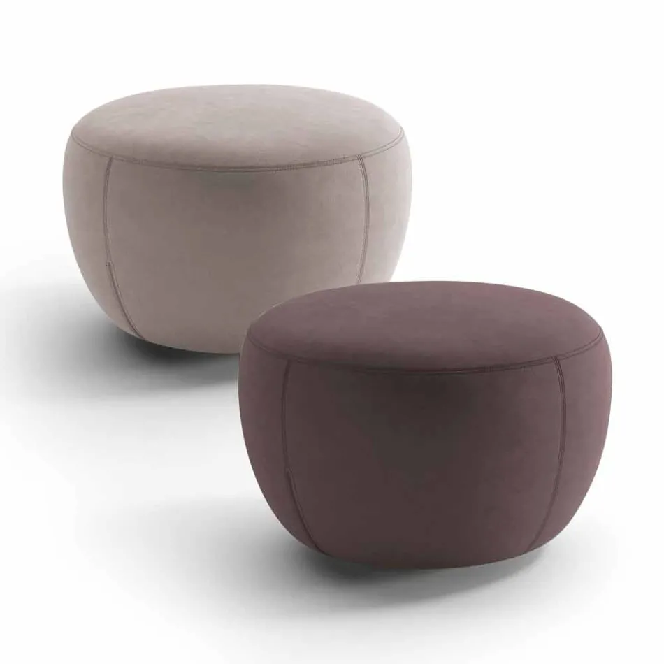 Pouf Poggiapiedi Rotondo Rivestito in Tessuto Realizzato in Italia - Gigno Viadurini