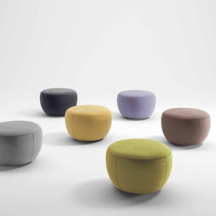 Pouf Poggiapiedi Rotondo Rivestito in Tessuto Realizzato in Italia - Gigno Viadurini