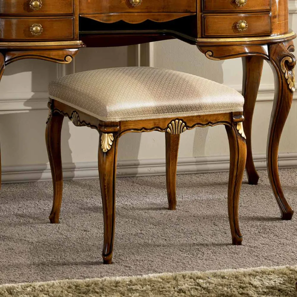 Pouf Stile Classico in Legno Rivestito in Tessuto Made in Italy - Cambrige Viadurini