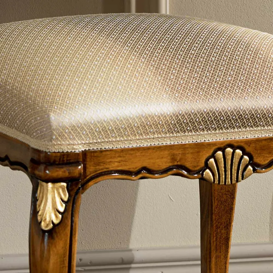 Pouf Stile Classico in Legno Rivestito in Tessuto Made in Italy - Cambrige Viadurini