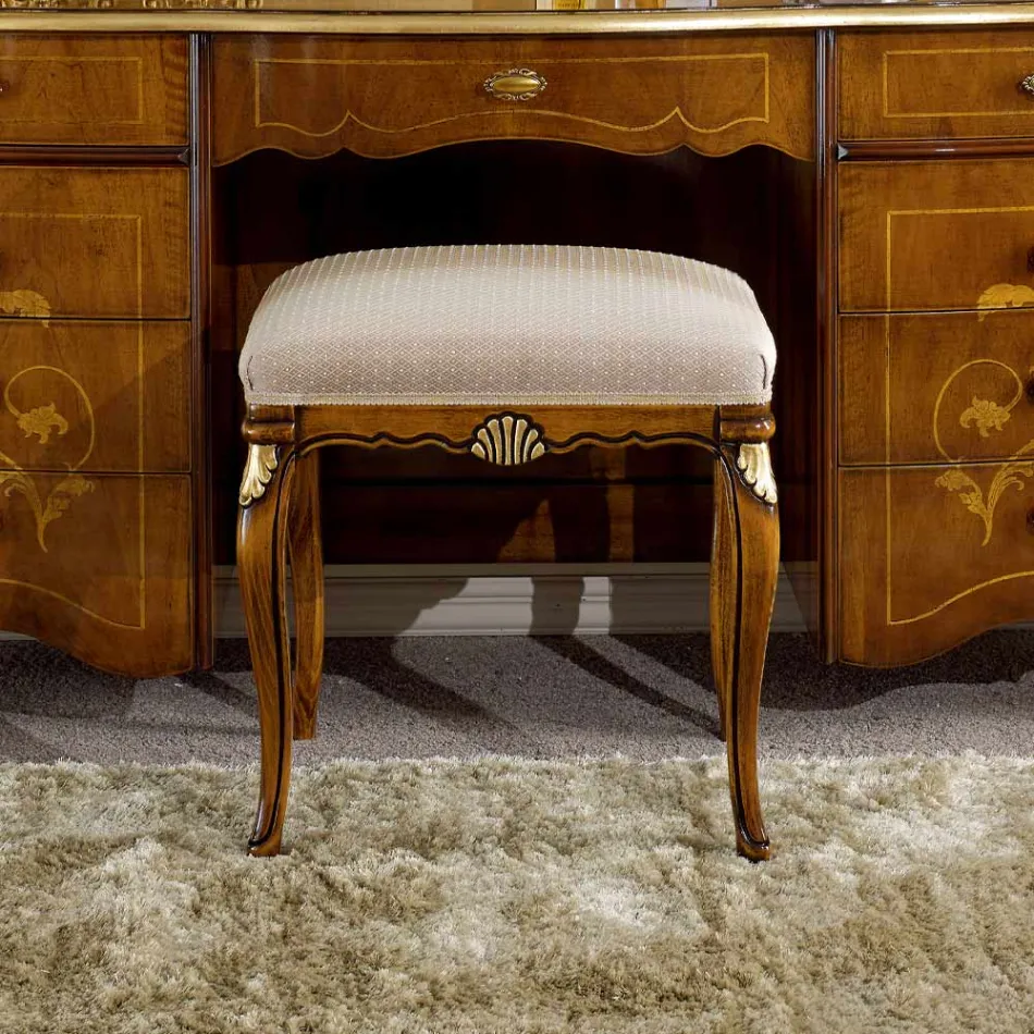 Pouf Stile Classico in Legno Rivestito in Tessuto Made in Italy - Cambrige Viadurini