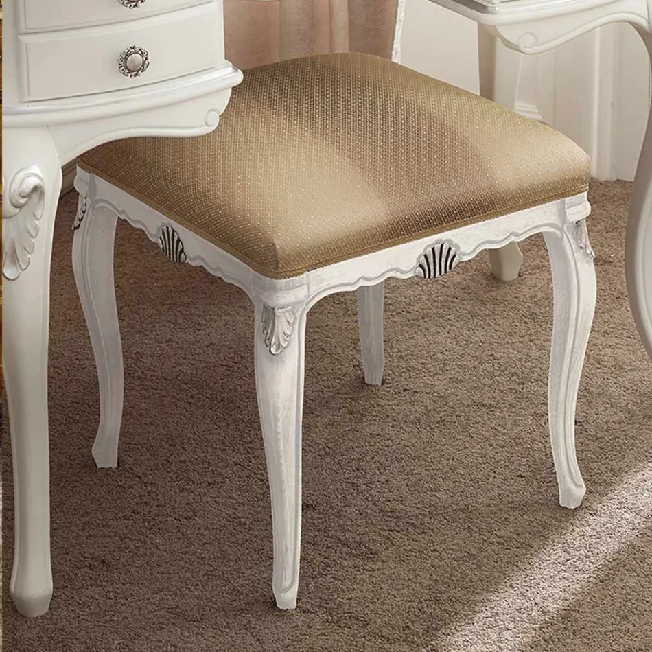 Pouf Stile Classico in Legno Rivestito in Tessuto Made in Italy - Cambrige Viadurini