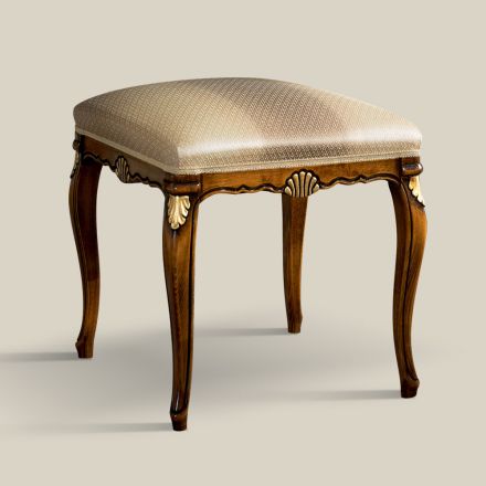 Pouf Stile Classico in Legno Rivestito in Tessuto Made in Italy - Cambrige Viadurini