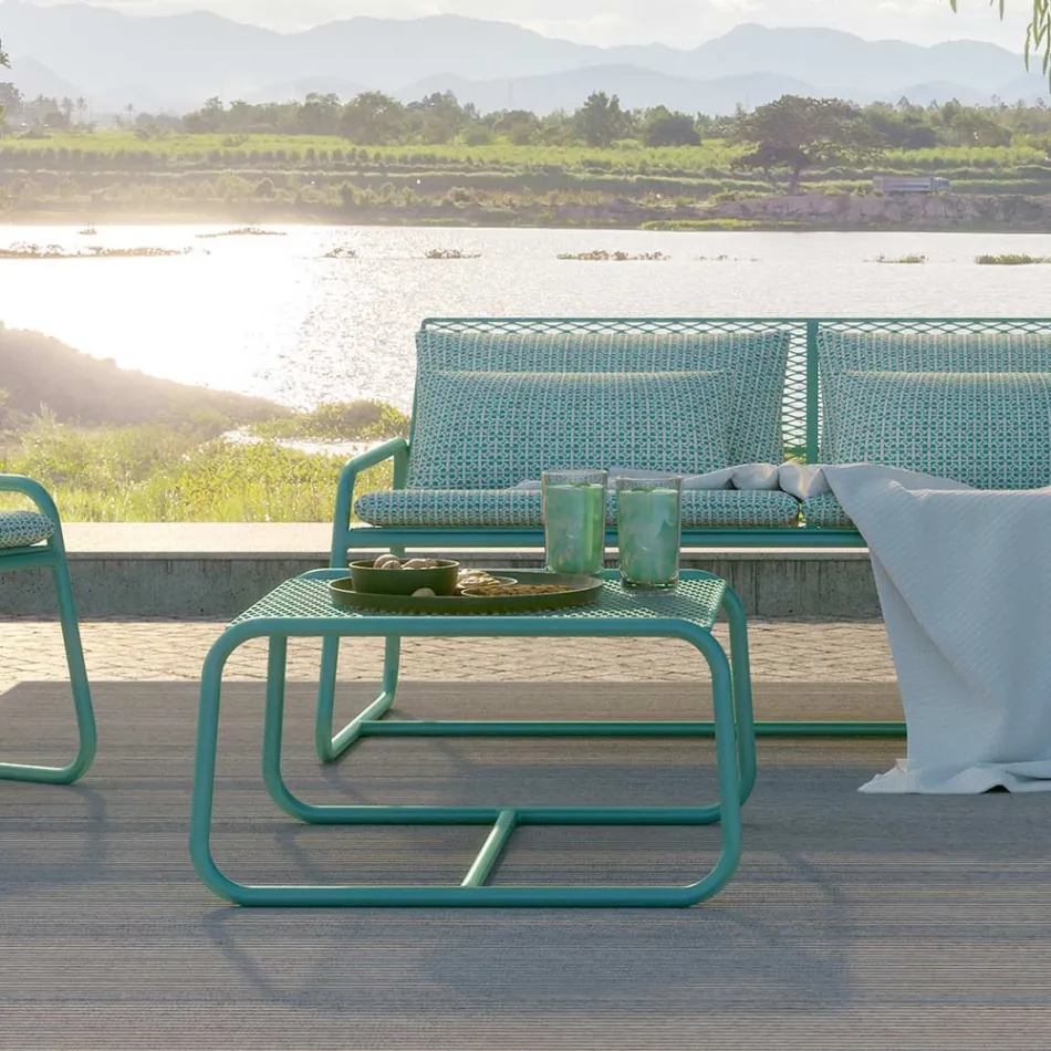Pouf Tavolino per il Giardino Design in Metallo Colorato Made in Italy - Karol Viadurini