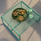 Pouf Tavolino per il Giardino Design in Metallo Colorato Made in Italy - Karol Viadurini