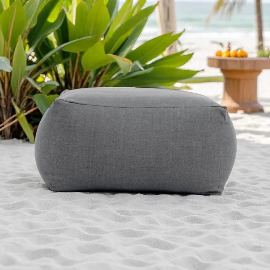 Pouf Tavolino per il Giardino in Tessuto Outdoor Color Antracite - Maestrale Viadurini