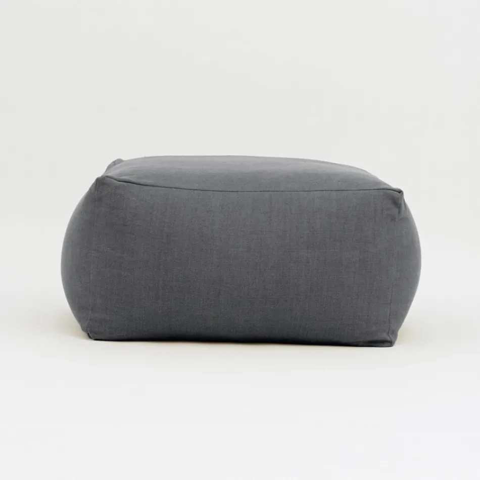 Pouf Tavolino per il Giardino in Tessuto Outdoor Color Antracite - Maestrale Viadurini