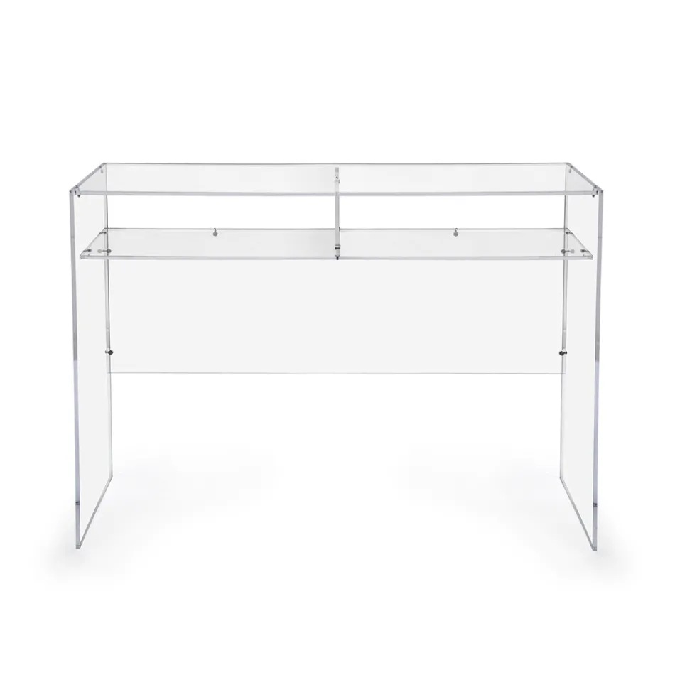 Pratica Scrivania Autoportante in Plexiglass Trasparente Made in Italy - Ghea Viadurini