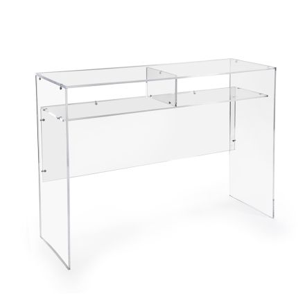 Pratica Scrivania Autoportante in Plexiglass Trasparente Made in Italy - Ghea Viadurini