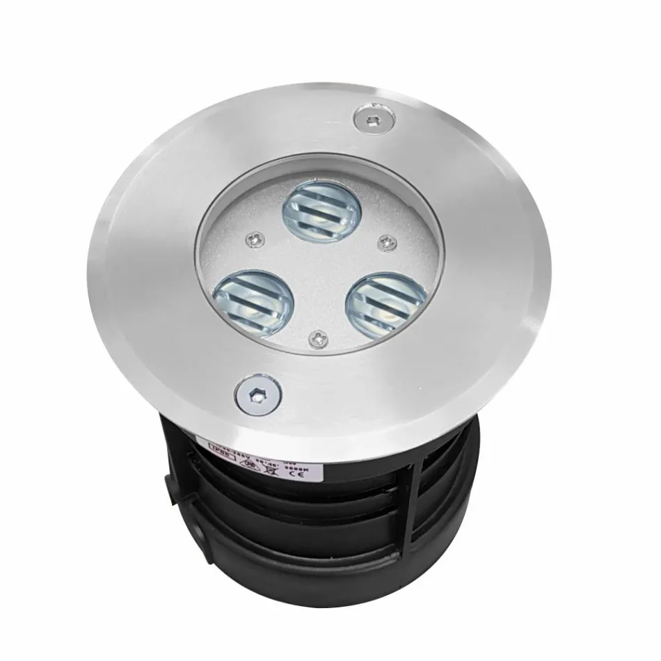 Proiettore Faretto Rotondo con Led da Esterno in Acciaio Inox - Dakota Viadurini