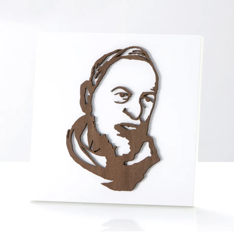 Quadretto che Raffigura Padre Pio Inciso a Laser Made in Italy - Barbara Viadurini