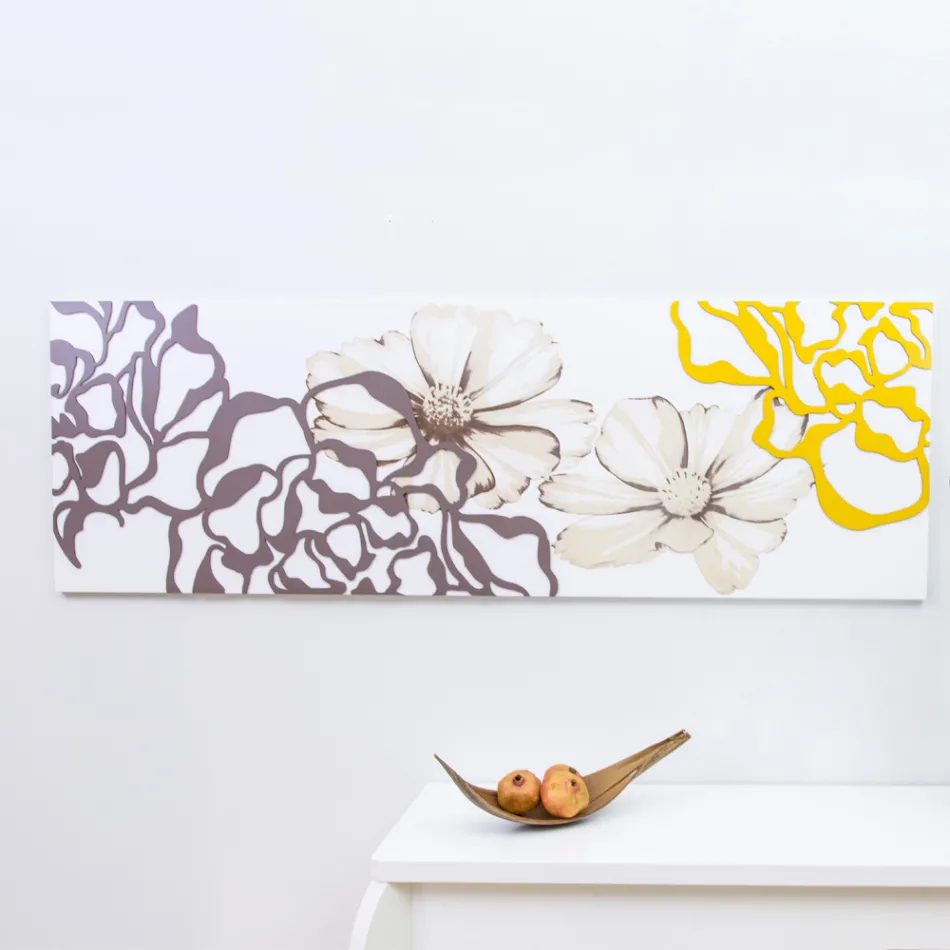 Quadro con Fiori Peonia Realizzato con il Laser Made in Italy - Freya Viadurini