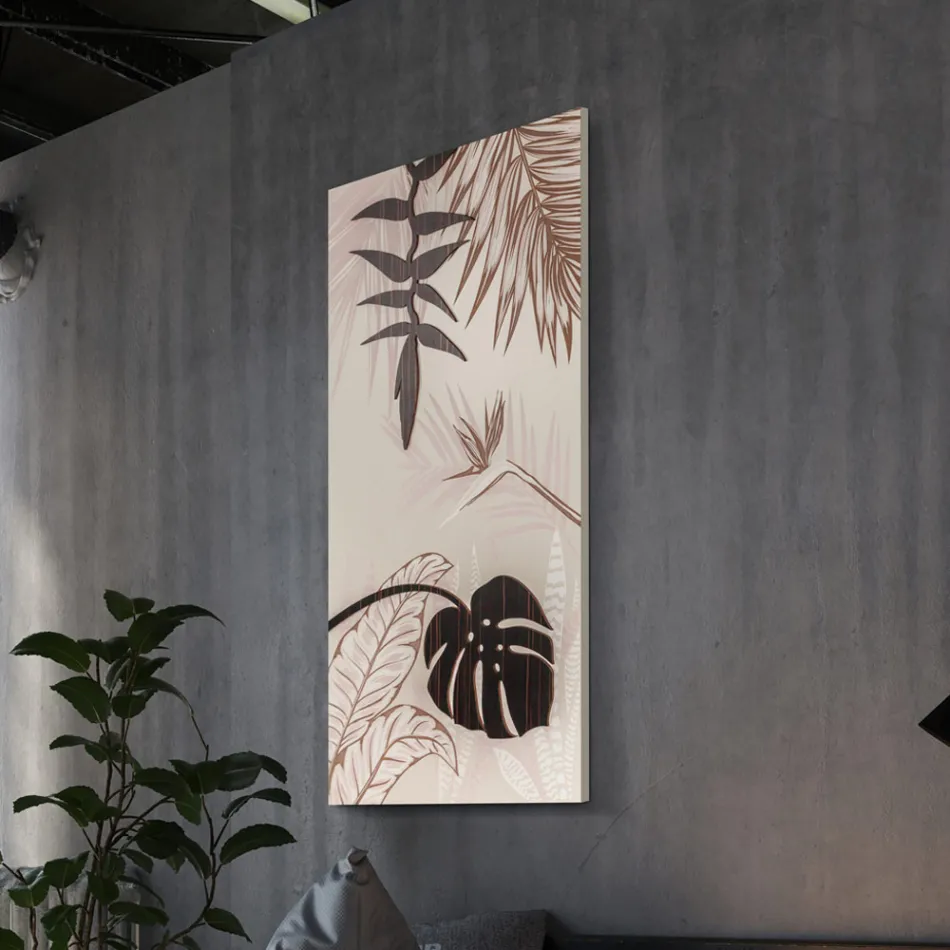 Quadro con Motivo Tropicale Realizzato con il Laser Made in Italy - Saeko Viadurini
