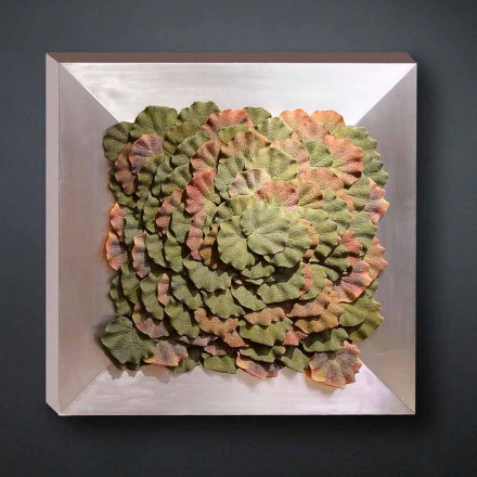 Quadro da Parete Moderno in Metallo e Fiori Artificiali Made in Italy - Gonio Viadurini
