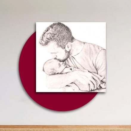 Quadro in Legno con Stampa di Padre che Bacia il Figlio Made in Italy - Belgio Viadurini