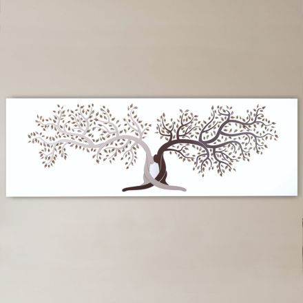 Quadro Inciso a Laser con 2 Alberi Intrecciati Made in Italy - Deide Viadurini