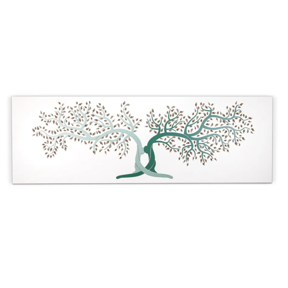 Quadro Inciso a Laser con 2 Alberi Intrecciati Made in Italy - Deide Viadurini