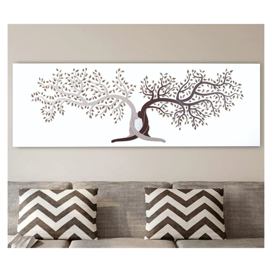 Quadro Inciso a Laser con 2 Alberi Intrecciati Made in Italy - Deide Viadurini
