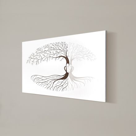 Quadro Inciso a Laser con Albero e Cuore di Famiglia Made in Italy - Aletha Viadurini