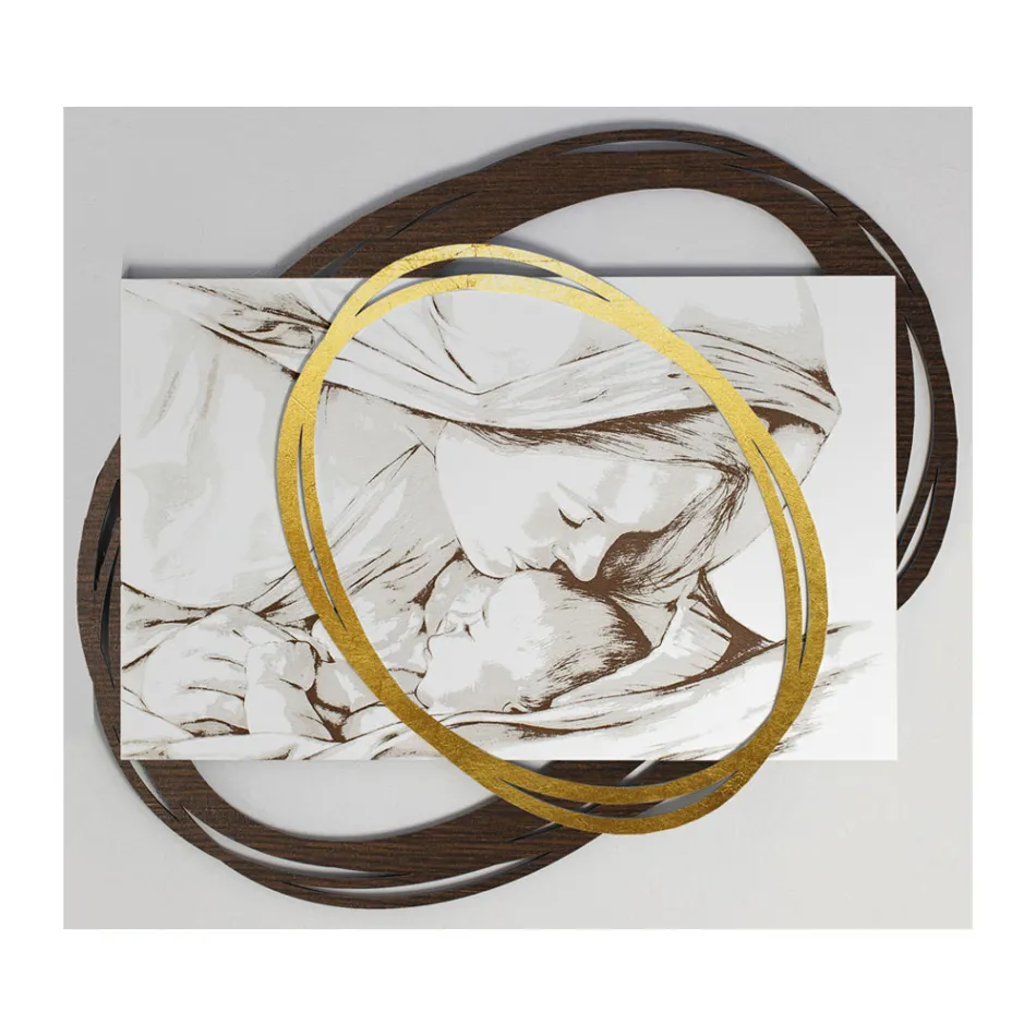 Quadro Inciso a Laser con Bacio di Maria a Gesù Made in Italy - Sylvie Viadurini