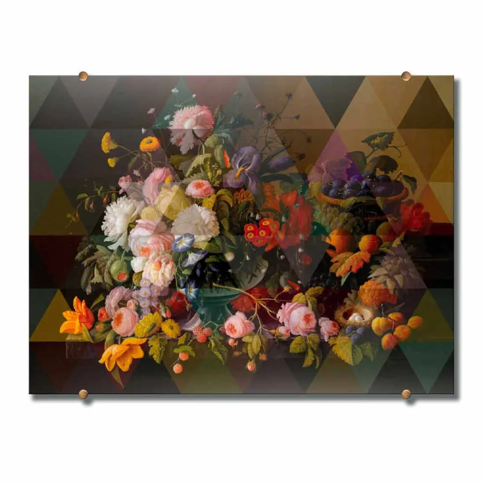 Quadro Moderno da Parete in Vetro con Stampa Floreale Made in Italy - Ganza Viadurini