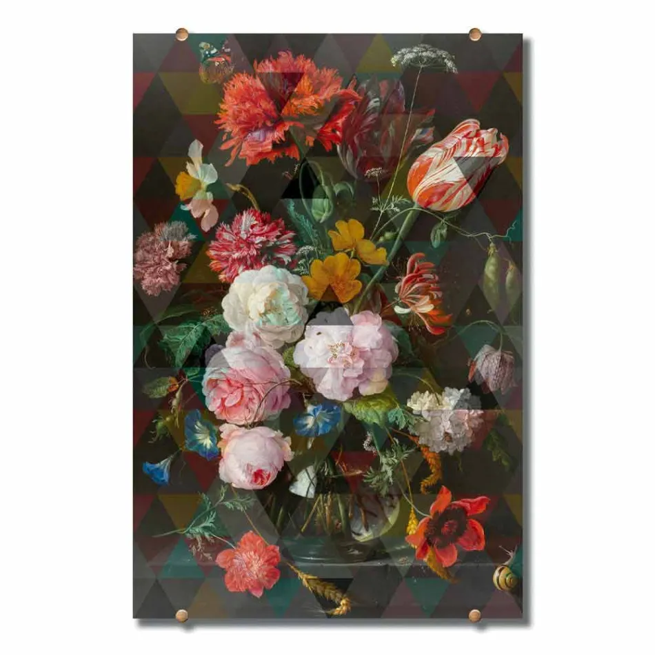 Quadro Moderno da Parete in Vetro con Stampa Floreale Made in Italy - Ganza Viadurini