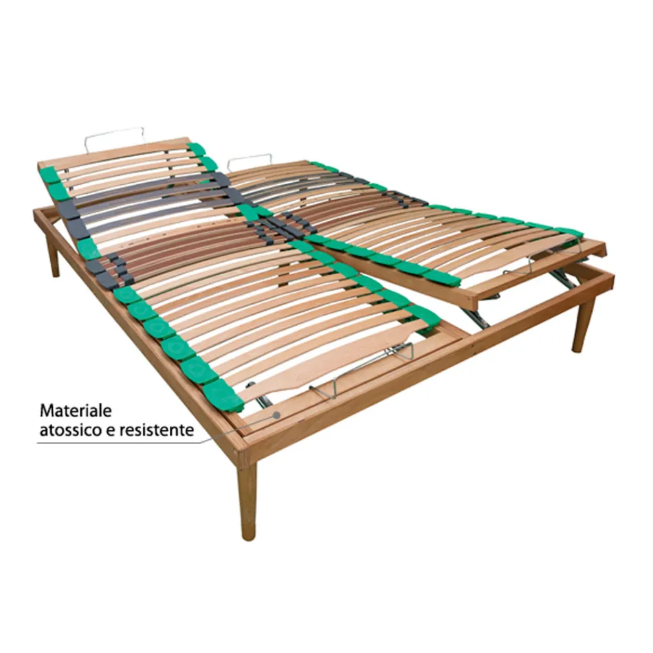 Rete Matrimoniale Regolabile in Legno di Faggio Bio Energy ATP Manuale - Energy Viadurini