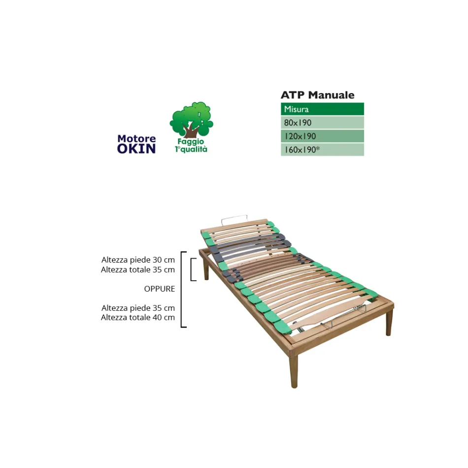 Rete Piazza e Mezzo Regolabile in Legno Bio Energy ATP Manuale - Energy Viadurini