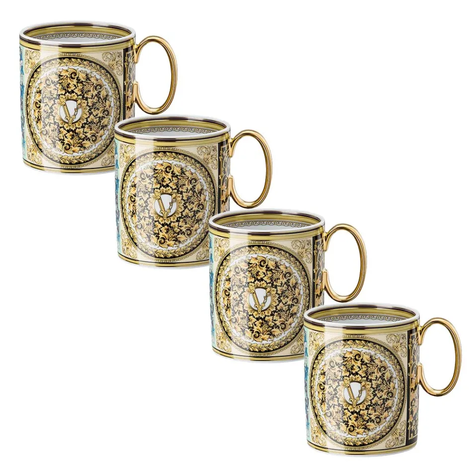 Rosenthal Versace Barocco Mosaic 4 Bicchieri con Manico in Porcellana - Mosaic Viadurini