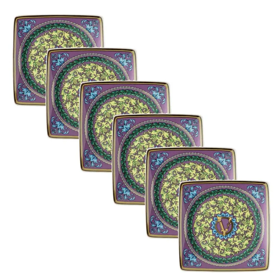 Rosenthal Versace Barocco Mosaic 6 Coppette Quadre Piane in Porcellana - Mosaic Viadurini
