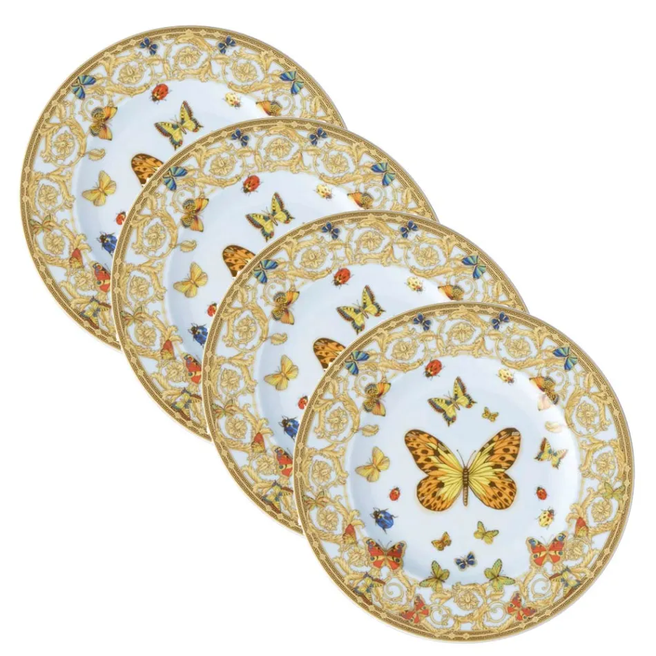 Rosenthal Versace Le Jardin 4 Piatti Piani Diametro 18 cm in Porcellana - Jardin Viadurini