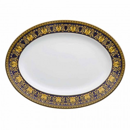 Rosenthal Versace Medusa Blue Piatto ovale 40cm di design porcellana Viadurini
