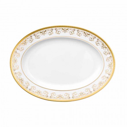 Rosenthal Versace Medusa Gala Gold Piatto ovale design 34cm porcellana Viadurini