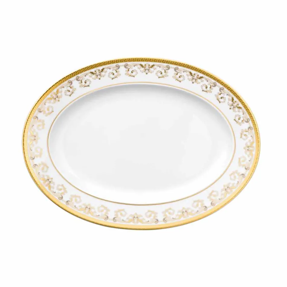 Rosenthal Versace Medusa Gala Gold Piatto ovale design 34cm porcellana Viadurini