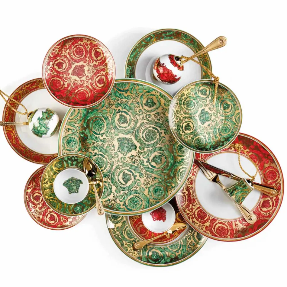 Rosenthal Versace Medusa Garland Green Piatto di Natale 33 cm - Christmas Viadurini