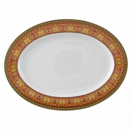 Rosenthal Versace Medusa Rosso Piatto ovale 40cm di design porcellana Viadurini