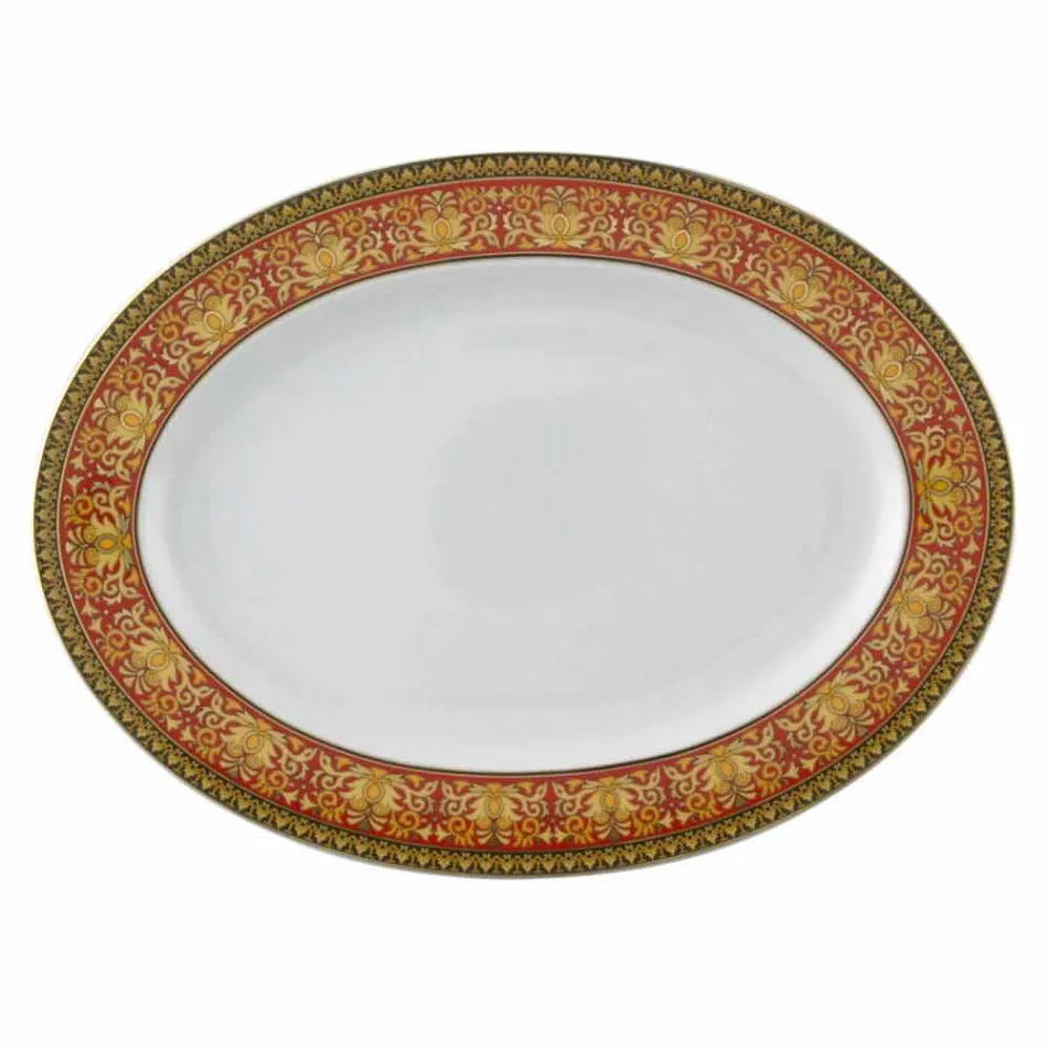 Rosenthal Versace Medusa Rosso Piatto ovale 40cm di design porcellana Viadurini