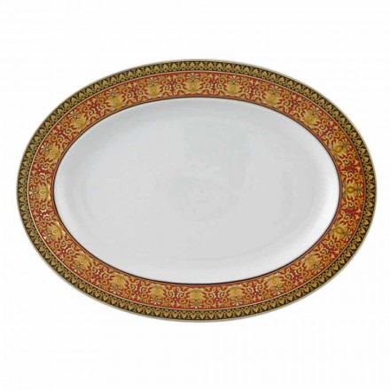 Rosenthal Versace Medusa Rosso Piatto ovale di design in porcellana Viadurini