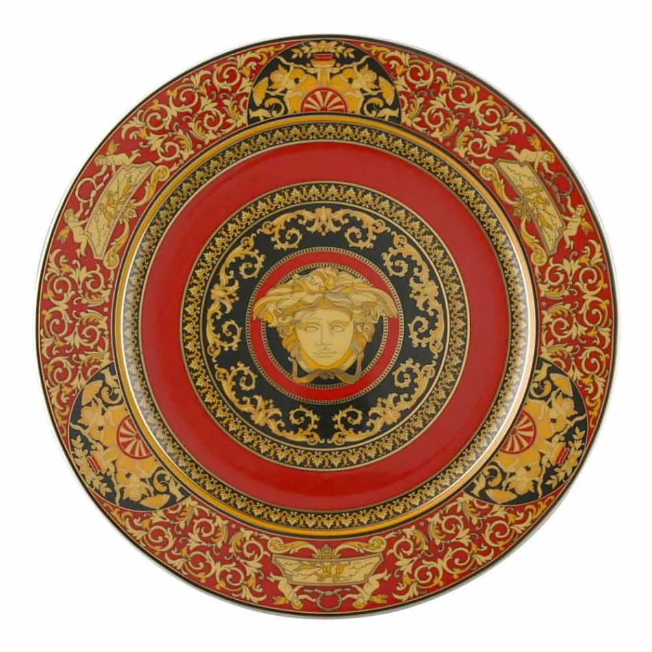Rosenthal Versace Medusa Rosso Piatto segnaposto 30cm in porcellana Viadurini