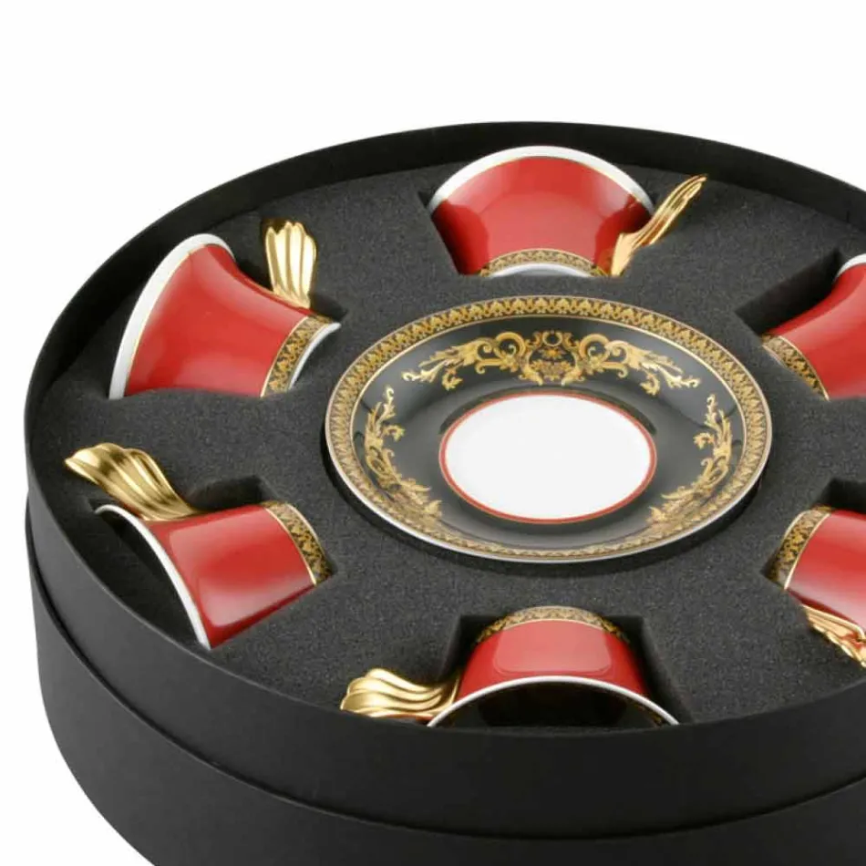 Rosenthal Versace Medusa Rosso set tazze da tè 6 pezzi in porcellana Viadurini